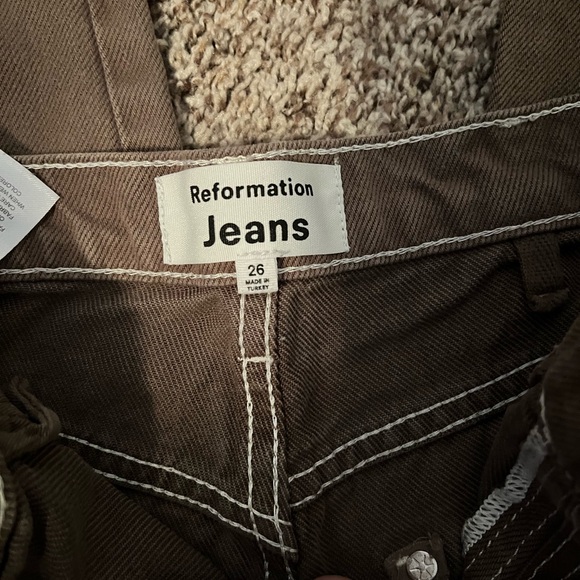 Reformation Brown Cowboy High Rise Wide Leg Jeans - Picture 6 of 7